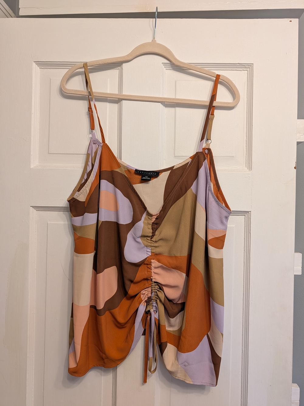 Sanctuary Abstract Ruched Camisole in Rust, Lilac & Tan